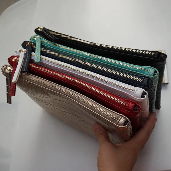 Textured leather clutch