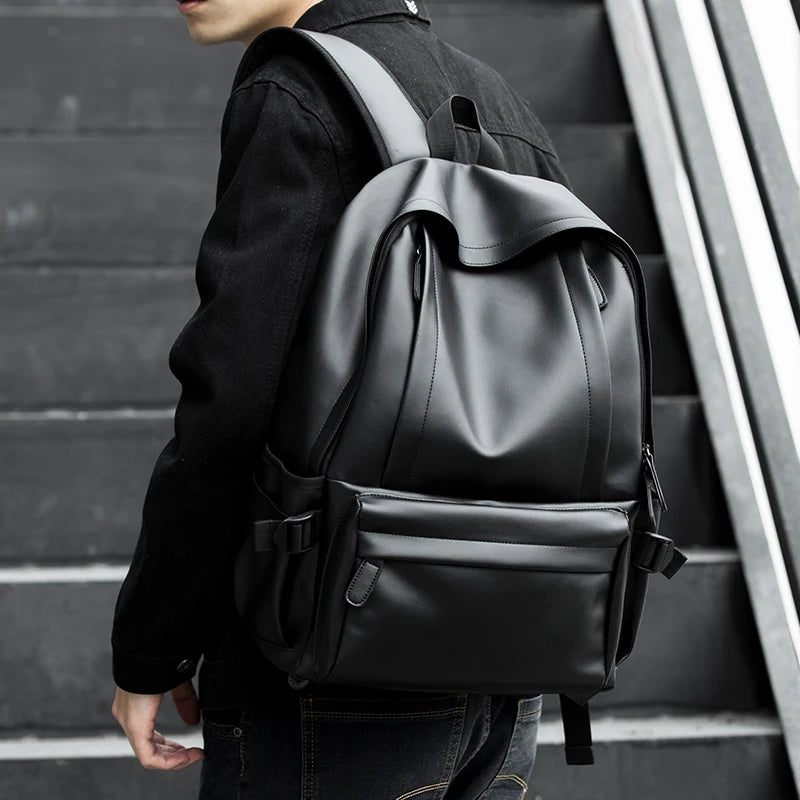 Large leather backpack for men