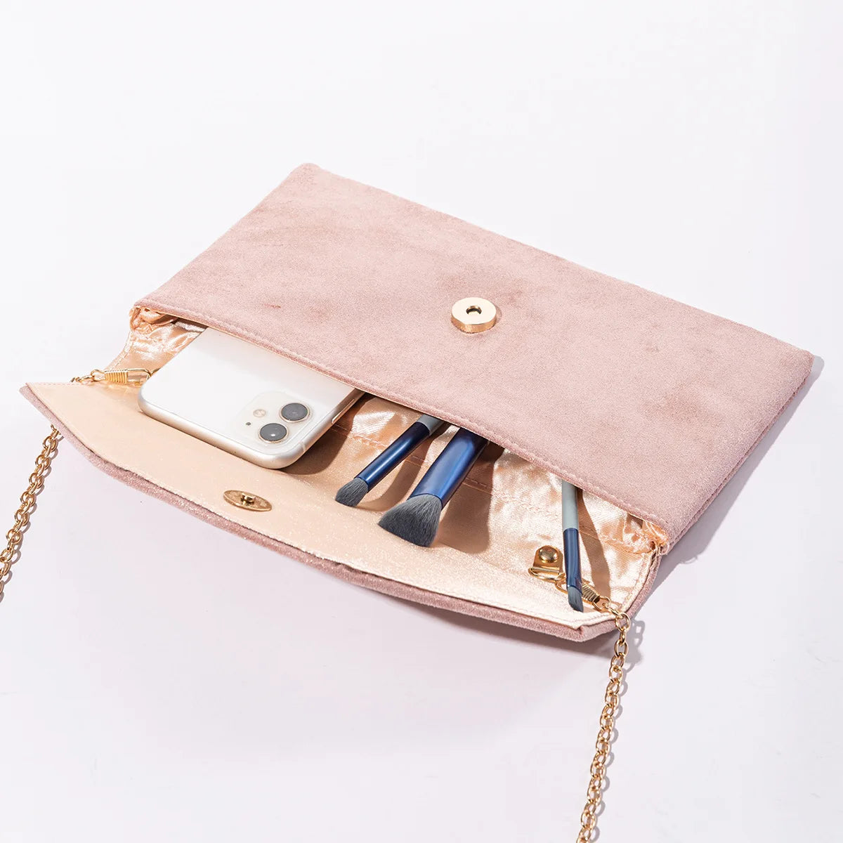 Suede clutch purse with envelope flap