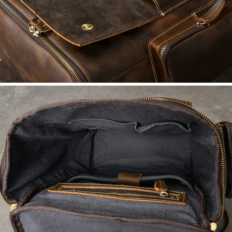 Vintage leather rucksack backpack for men