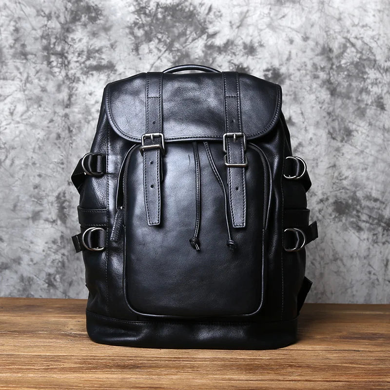 Heavy-duty leather rucksack