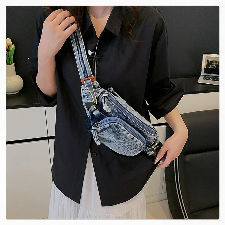 Denim waist bag