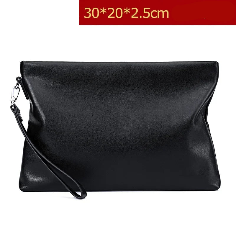 Leather clutch with wrist strap