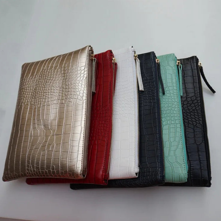 Textured leather clutch