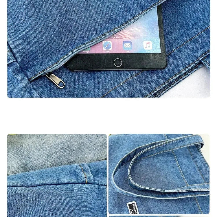 Denim tote bag with soft handles