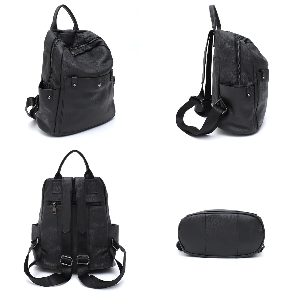 Chic leather backpack with front zipper