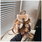 Suede backpack with front pockets