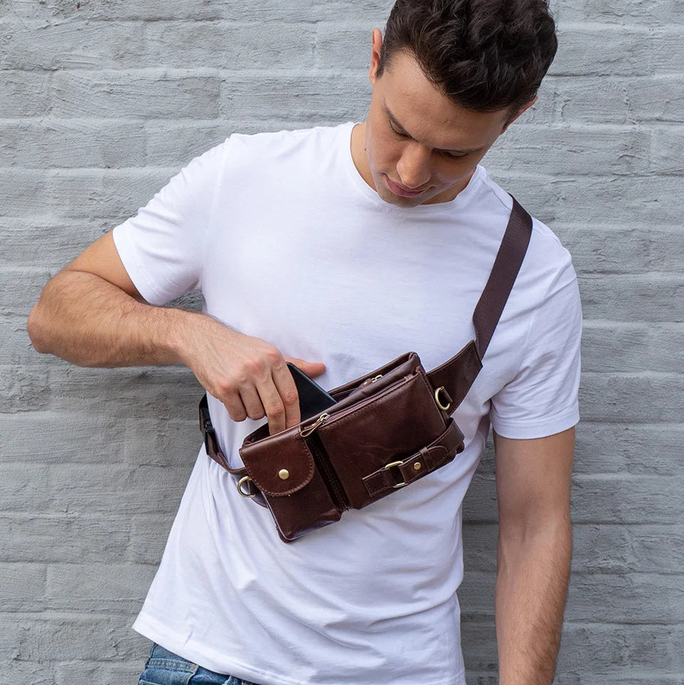 Adjustable leather bum bag