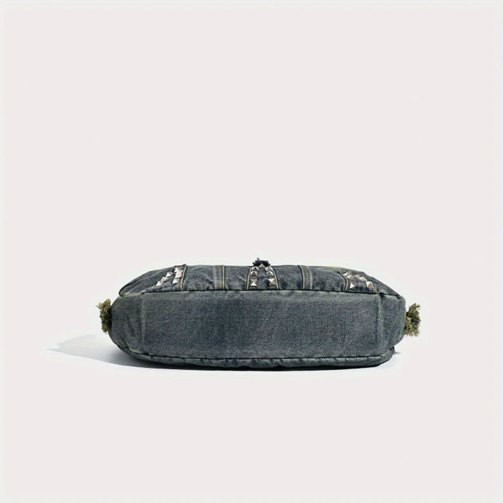 Stonewashed denim handbag with soft finish