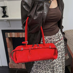 Rectangular suede handbag