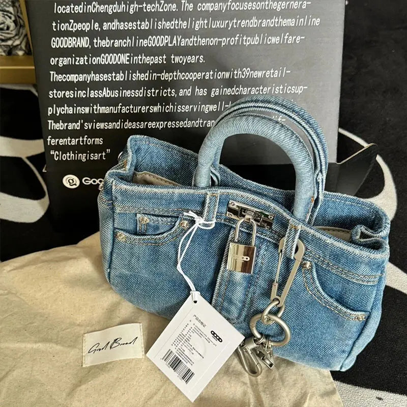French-style  denim handbag