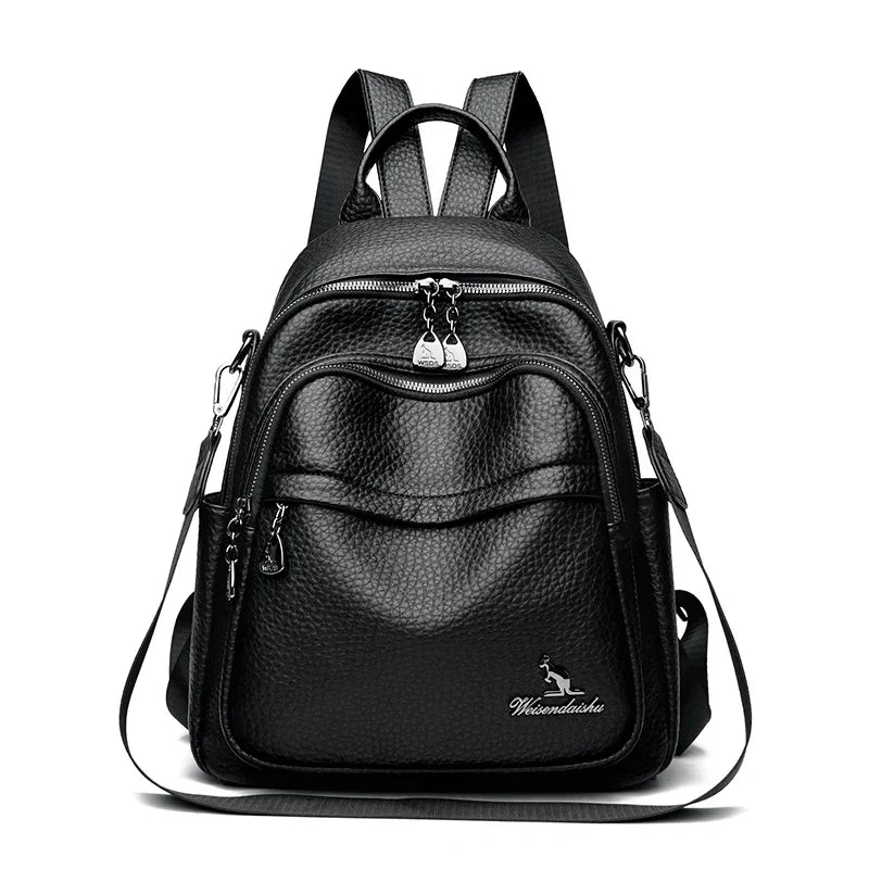 Convertible leather backpack for women