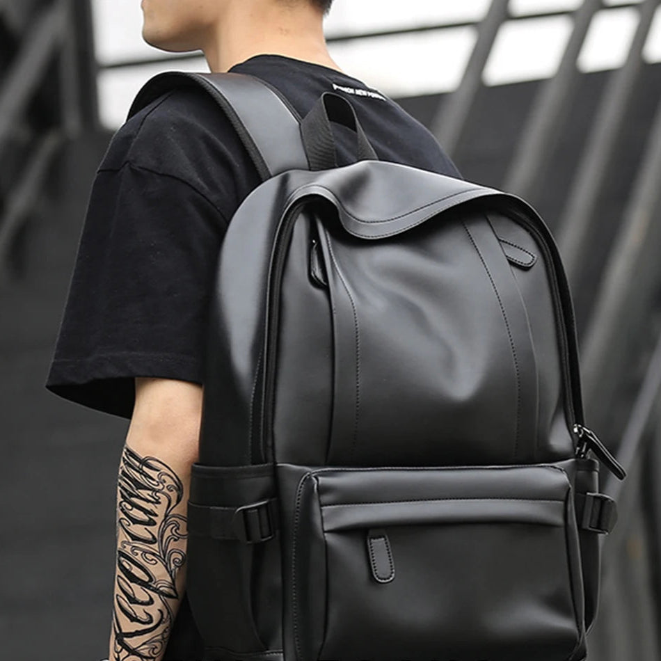 Large leather backpack for men