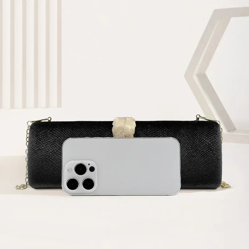Corduroy clutch bag with cute closure