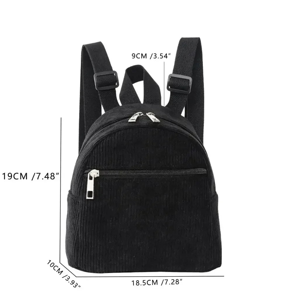 Mini corduroy backpack with adjustable straps