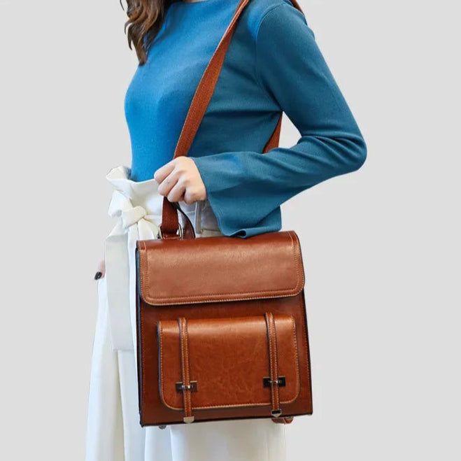 Leather satchel backpack
