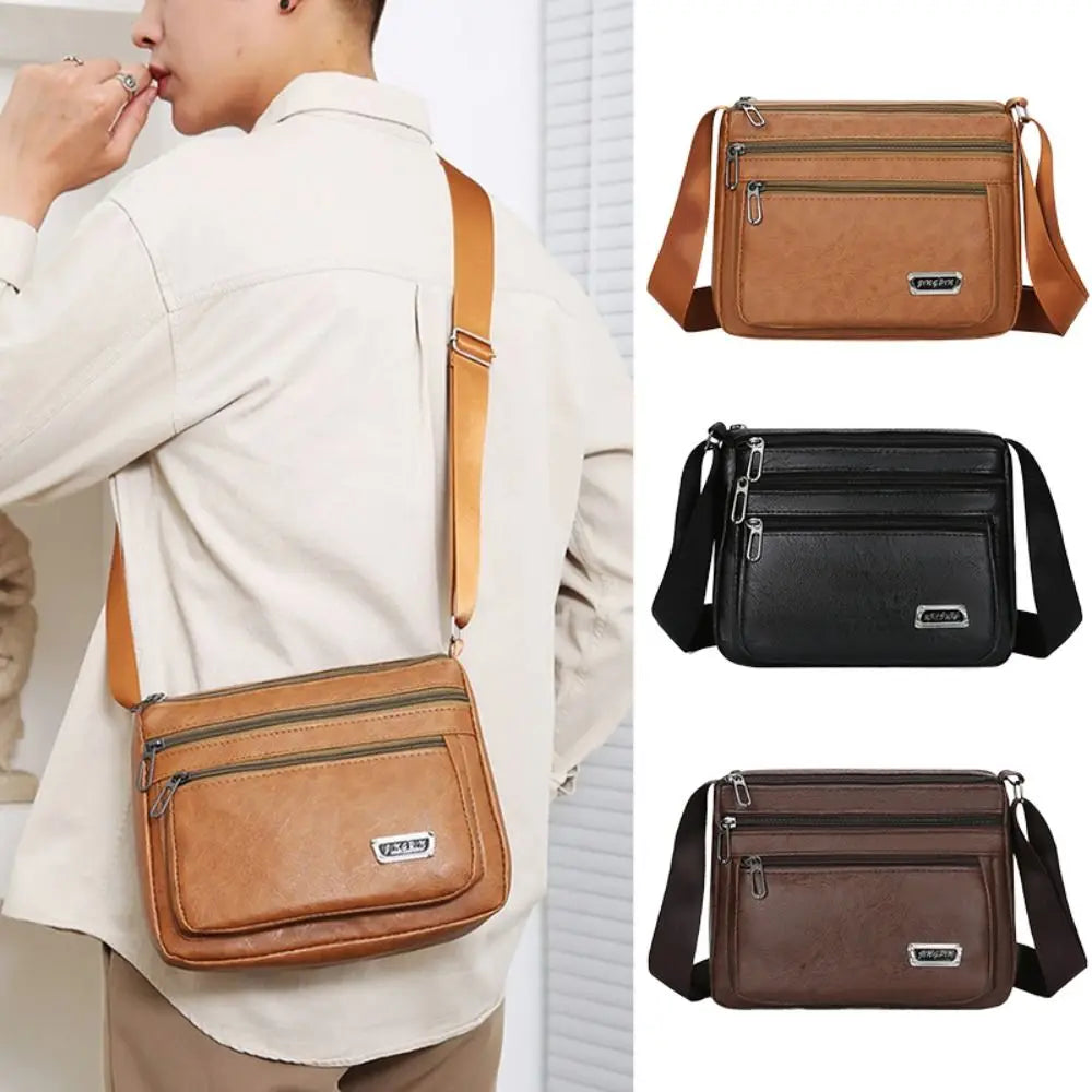 Men soft leather crossbody bag