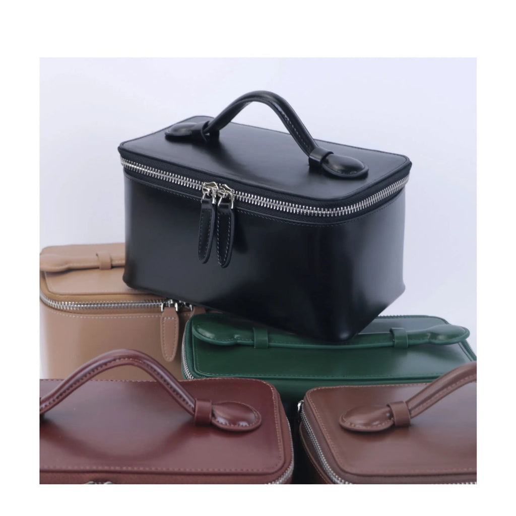 Travel leather vanity bag