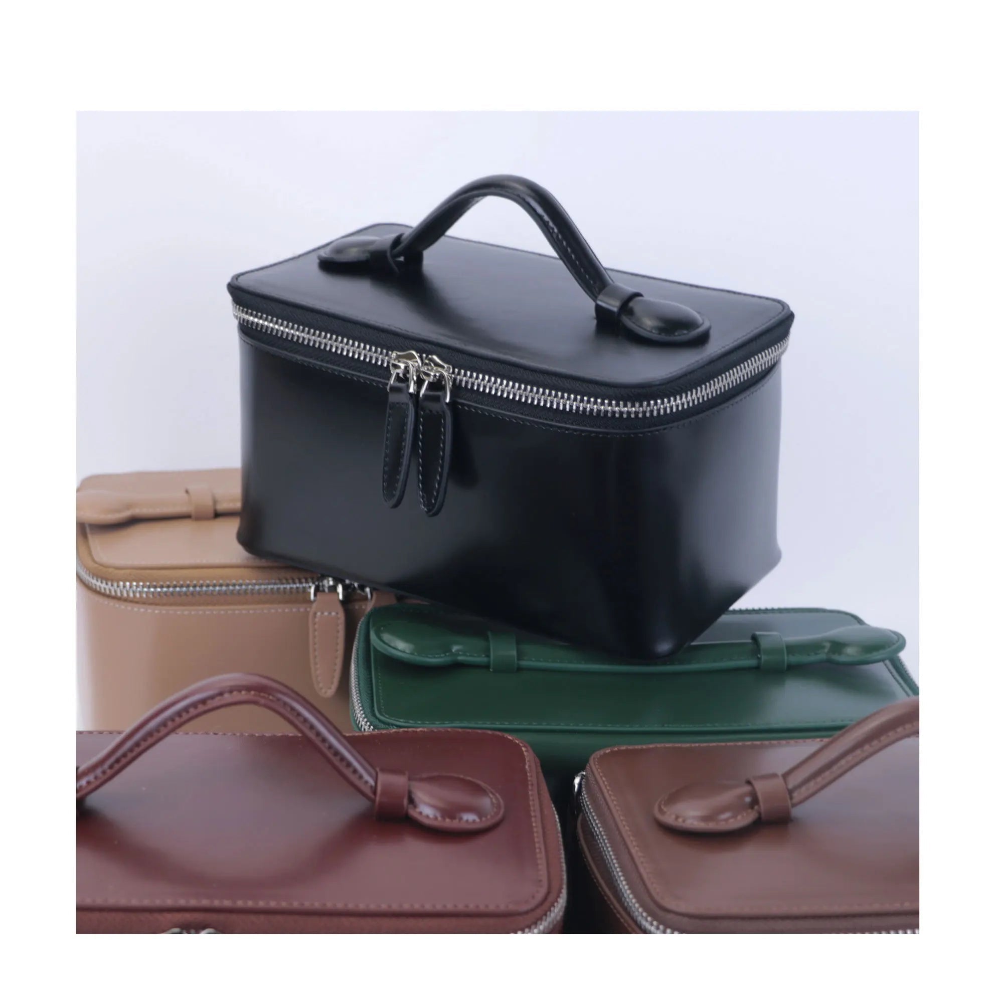 Travel leather vanity bag