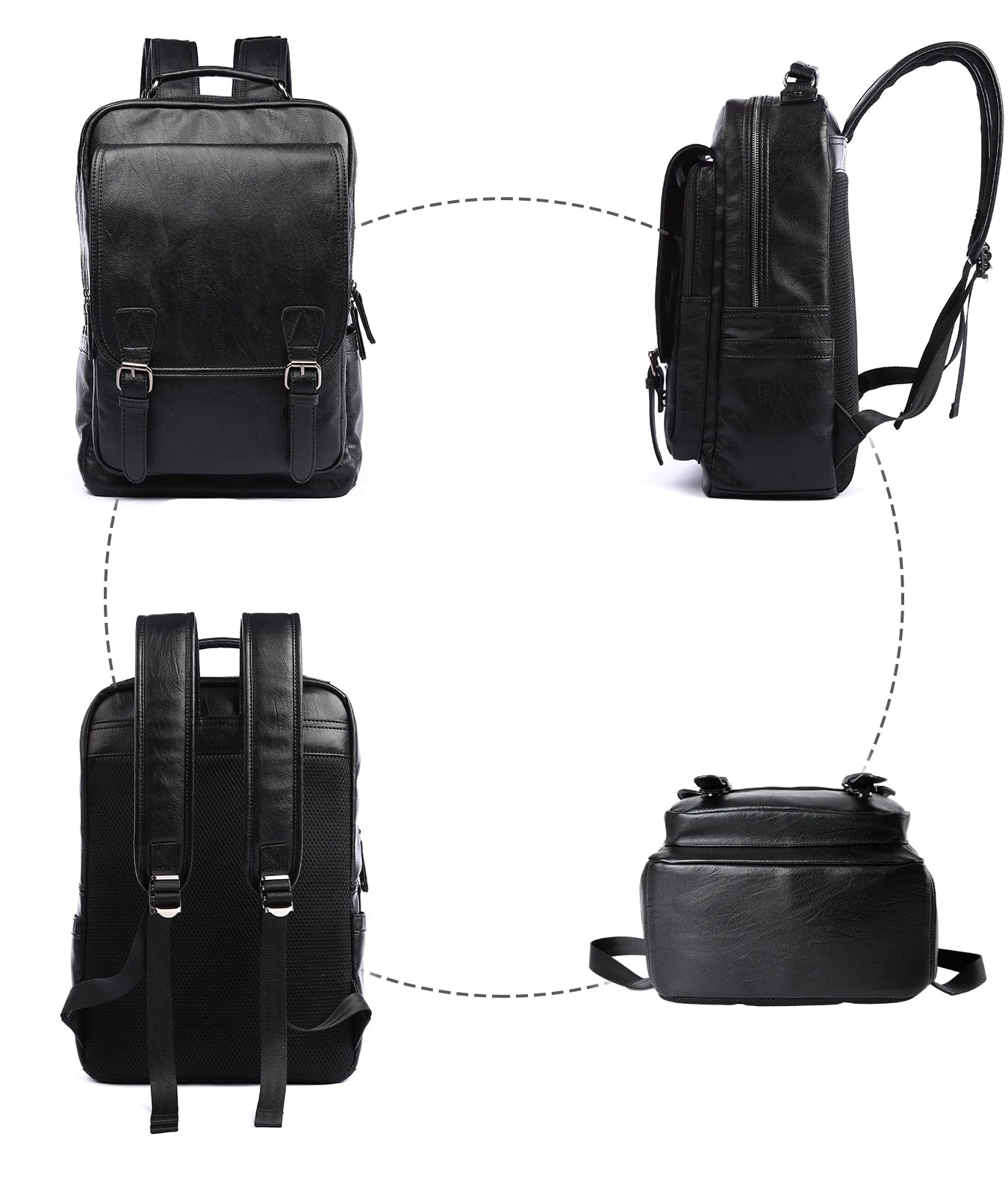 Large leather backpack for men