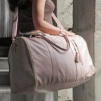Large capacity leather duffle bag