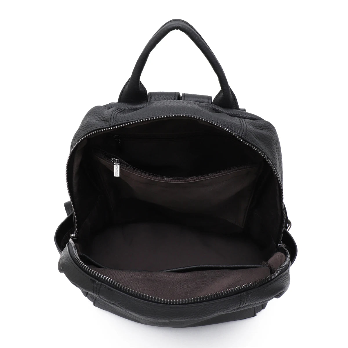 Chic leather backpack with front zipper