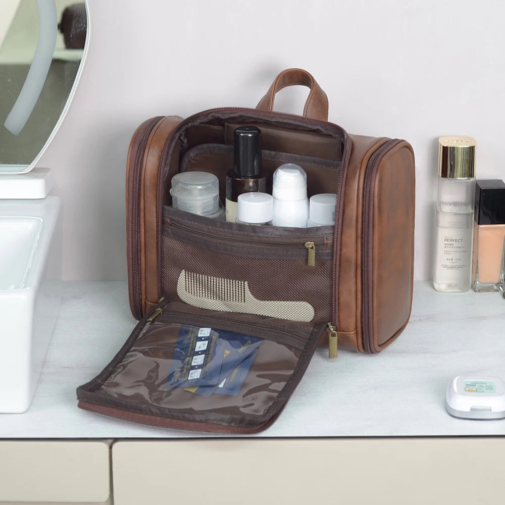 Leather dopp kit for men