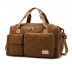 Corduroy travel toiletry bag with shoulder strap