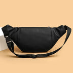 Large capacity leather bum bag for men