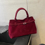 Vintage suede shopper tote bag