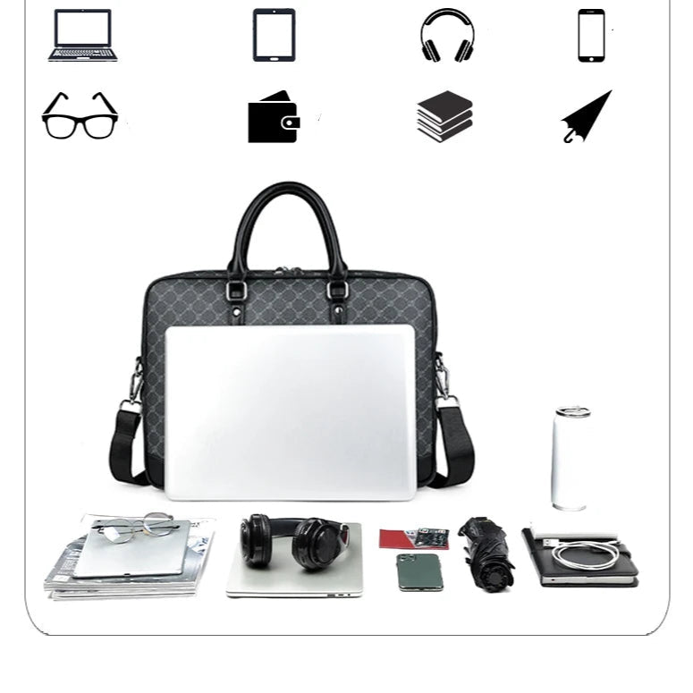 Designer-inspired leather laptop briefcase