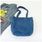 Denim tote bag with soft handles