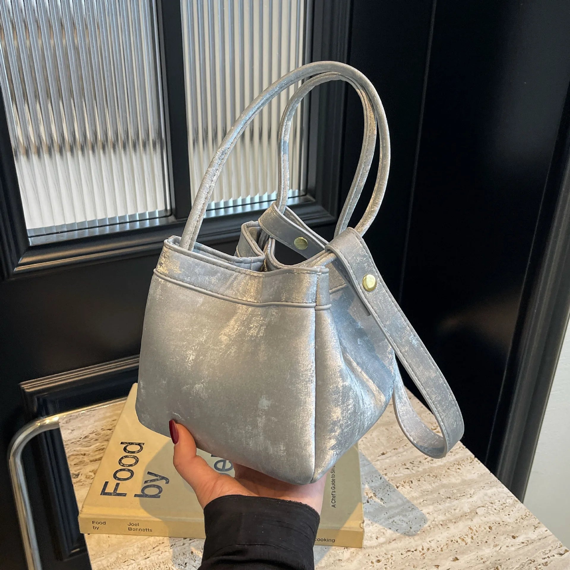 Suede box slouch bag