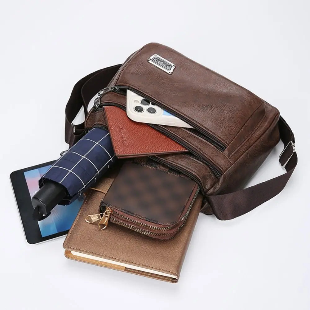 Men soft leather crossbody bag