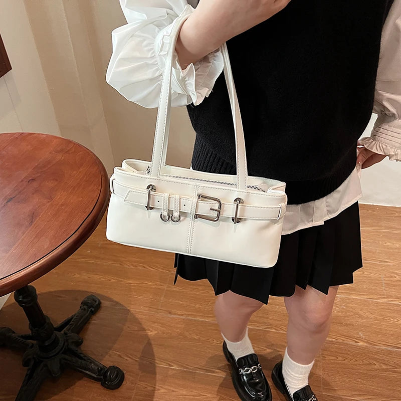Soft-touch leather shoulder bag