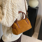 High-end suede purse with structured body