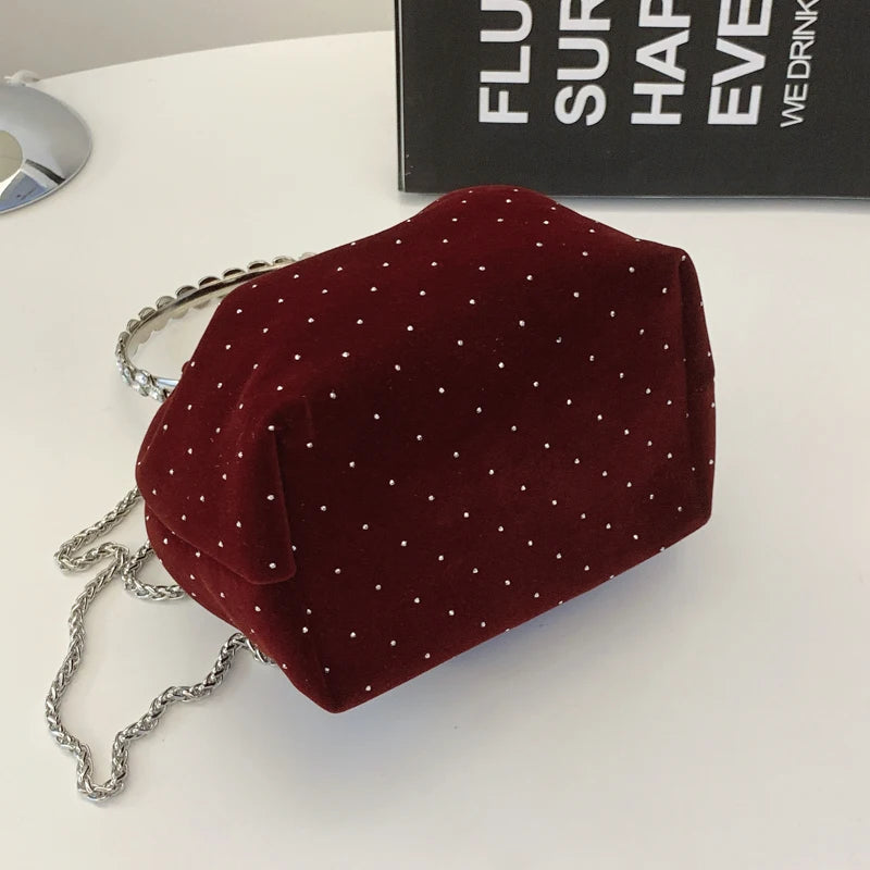 Corduroy handbag with chain strap