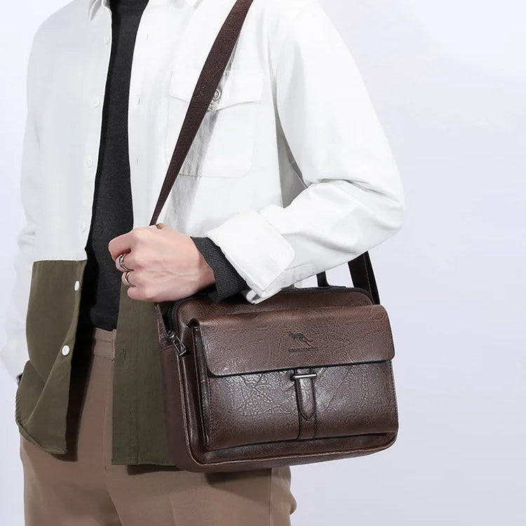 Large leather crossbody bag for women