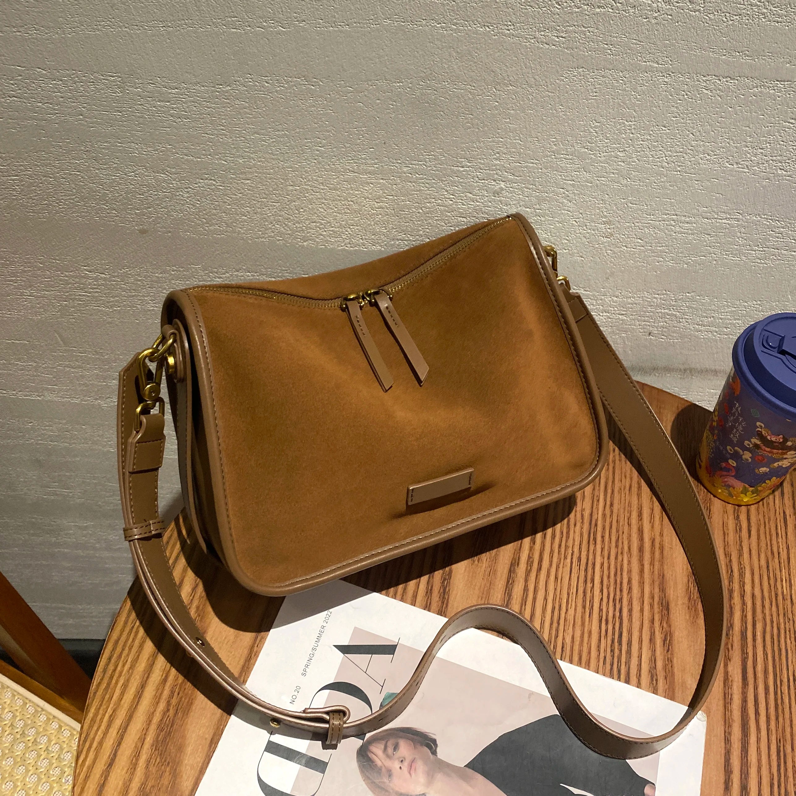 Everyday suede shoulder bag
