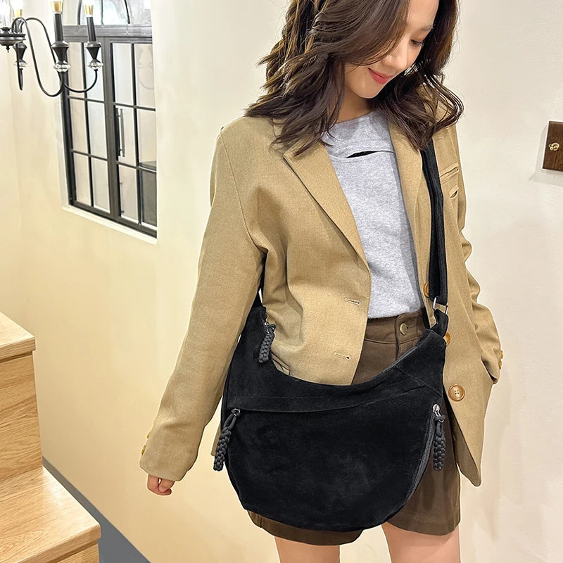 Slouchy suede shoulder bag