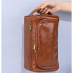 Large leather toiletry pouch