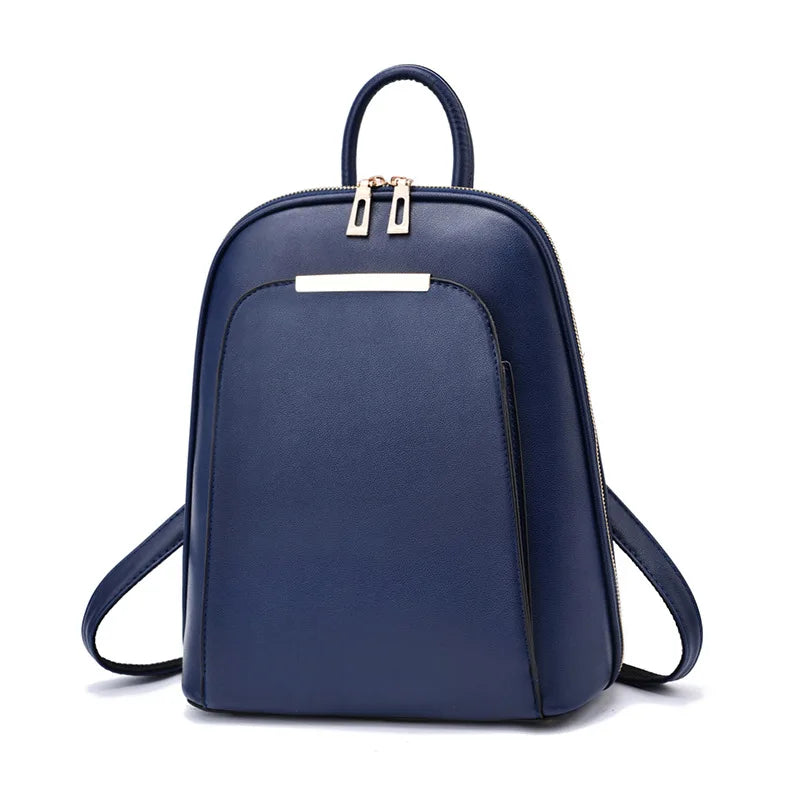 Leather mini knapsack for women