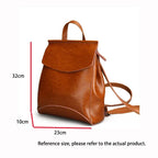 Women’ leather bookbag-style backpack