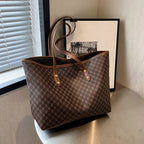 Large capacity leather shoulder tote bag