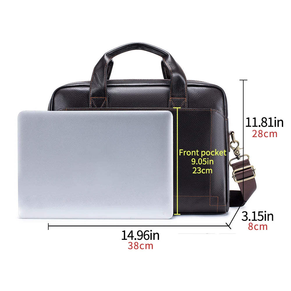 Professional leather laptop bag with handle
