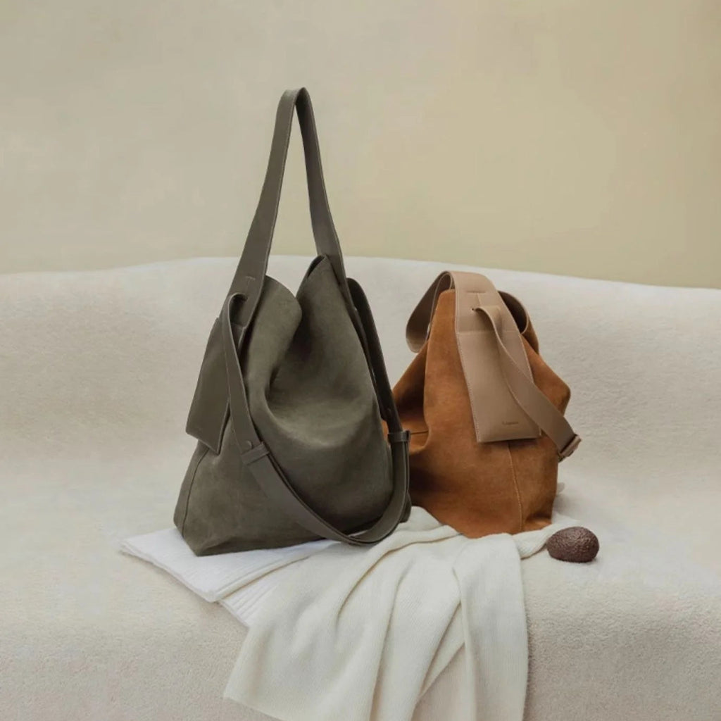 Large suede slouch bag