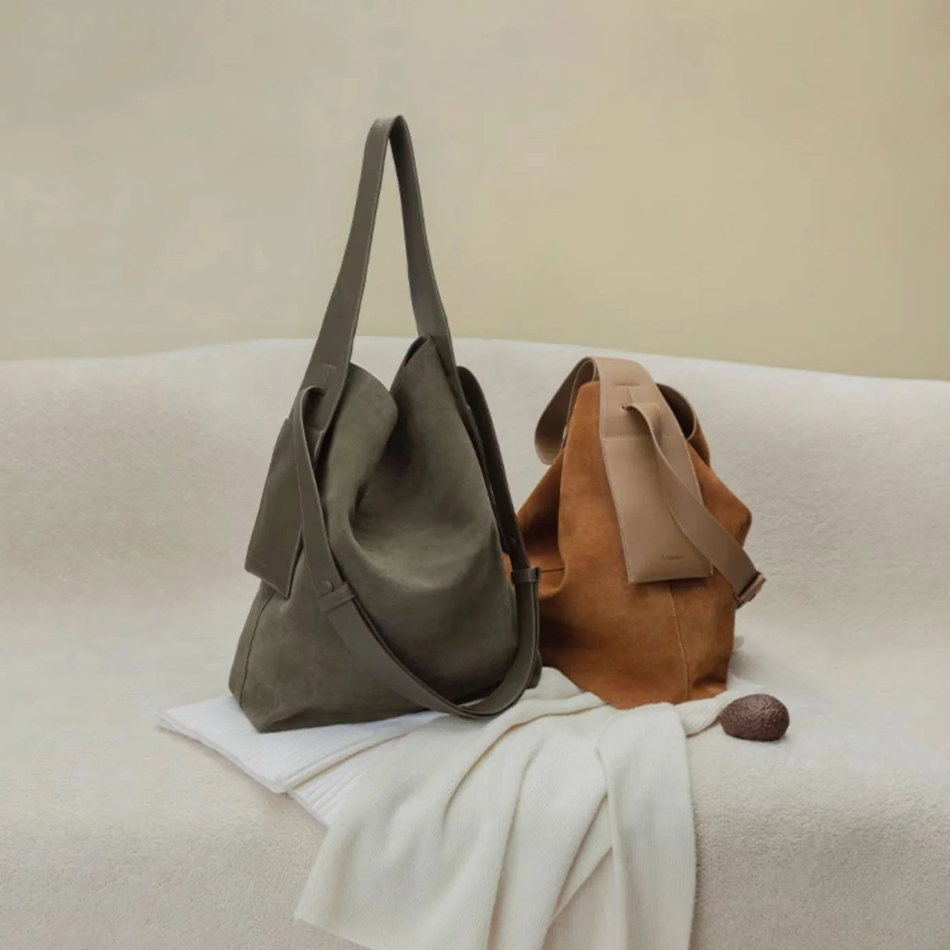 Large suede slouch bag