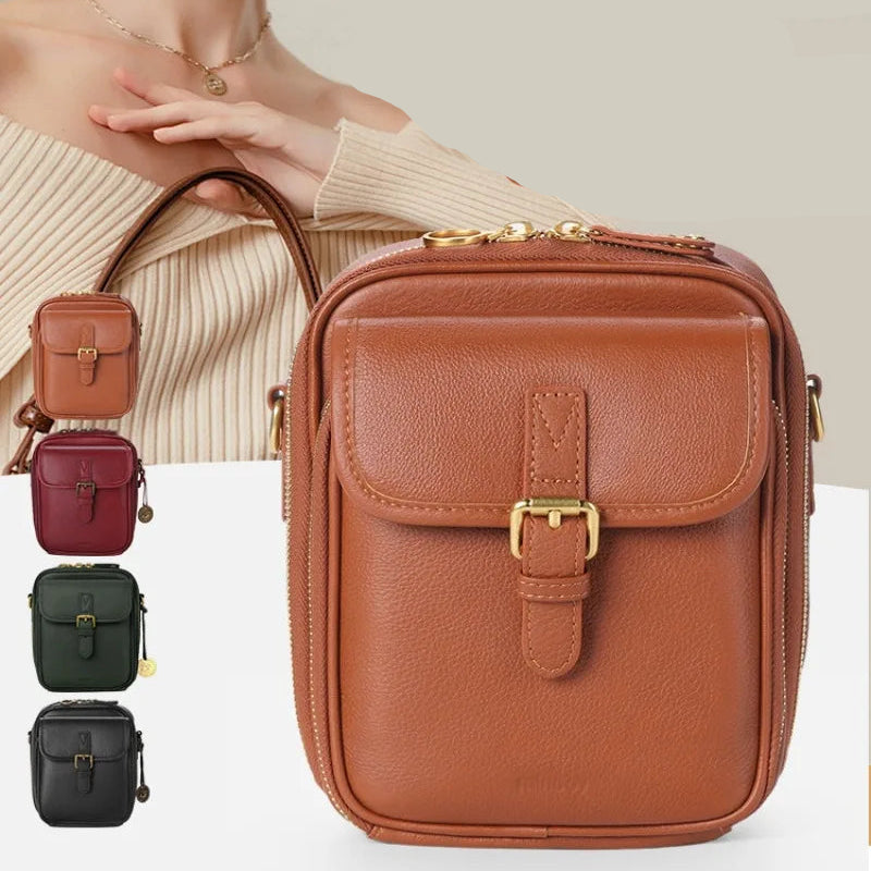 Structured small leather crossbody bag