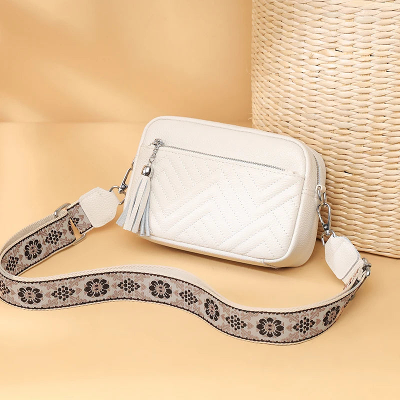 Textured leather crossbody bag