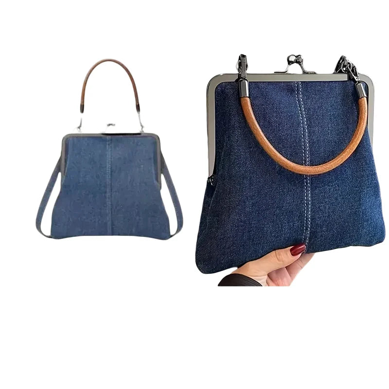 Denim  handbag for women with handles
